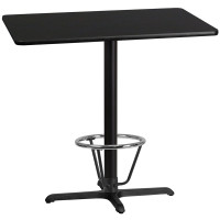 Flash Furniture XU-BLKTB-3042-T2230B-3CFR-GG 30'' x 42'' Rectangular Black Laminate Table Top with 22'' x 30'' Bar Height Table Base and Foot Ring 